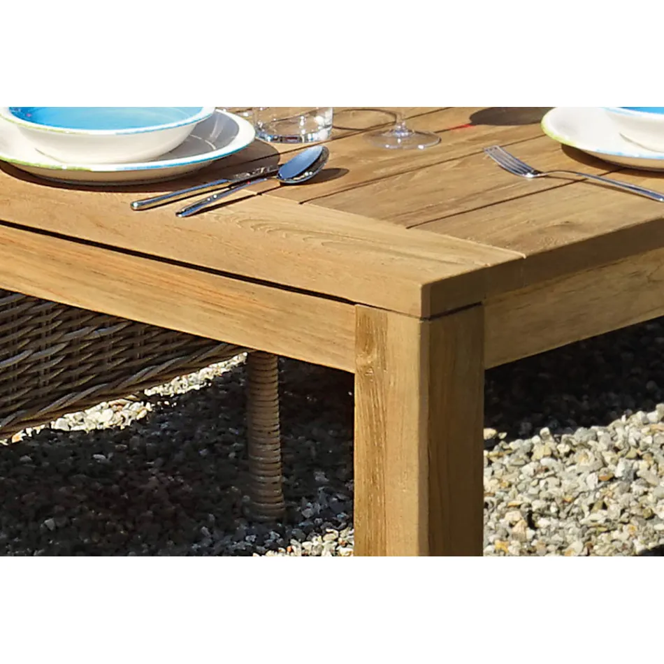 Tavolo da Giardino Rettangolare Realizzato in Teak Riciclato - Elianto  Viadurini