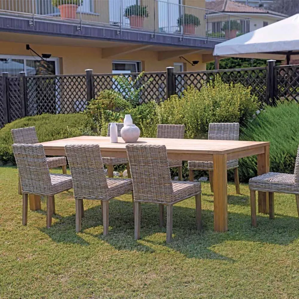 Tavolo da Giardino Rettangolare Realizzato in Teak Riciclato - Elianto  Viadurini