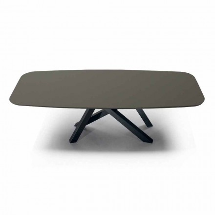 Tavolo da Pranzo a Botte in Fenix e Acciaio Made in Italy di Lusso - Settimmio Viadurini