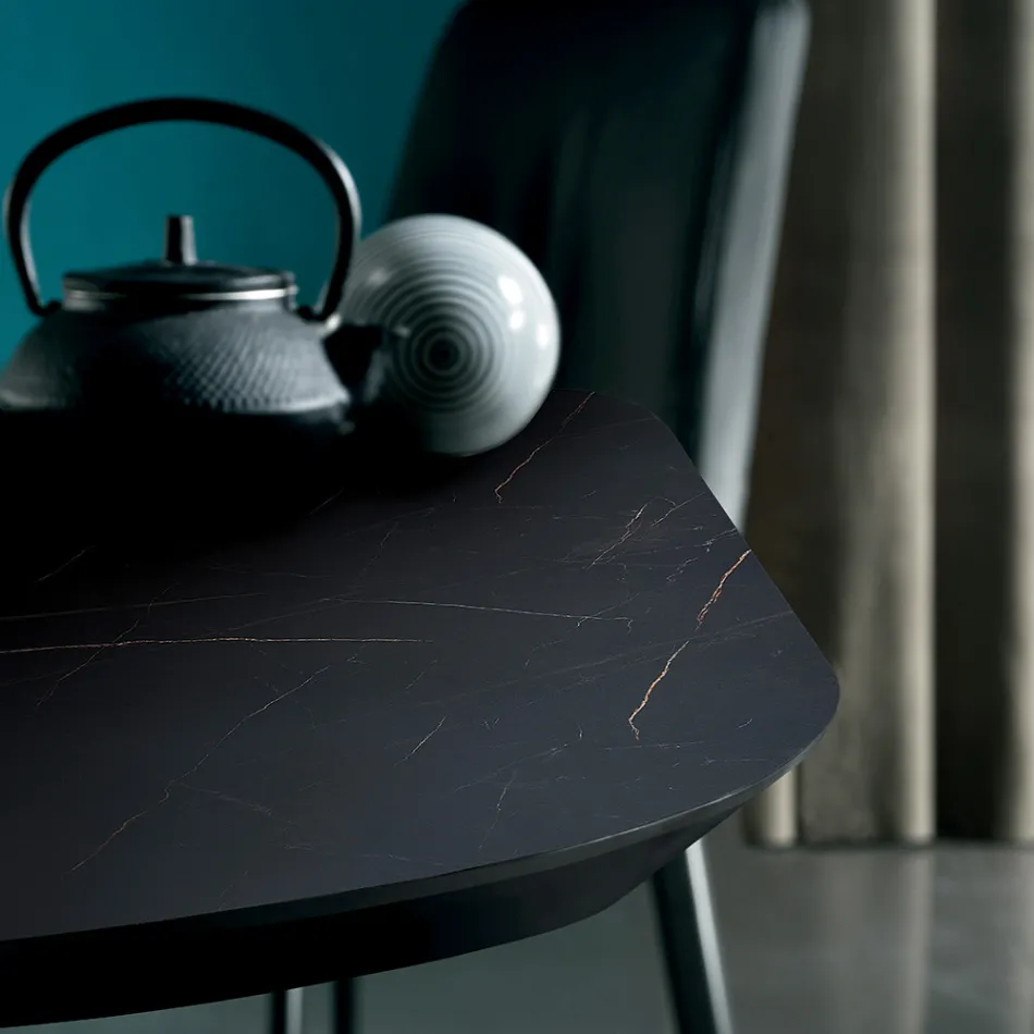 Tavolo da Pranzo a Botte in Laminato Effetto Marmo Made in Italy - Grotta Viadurini