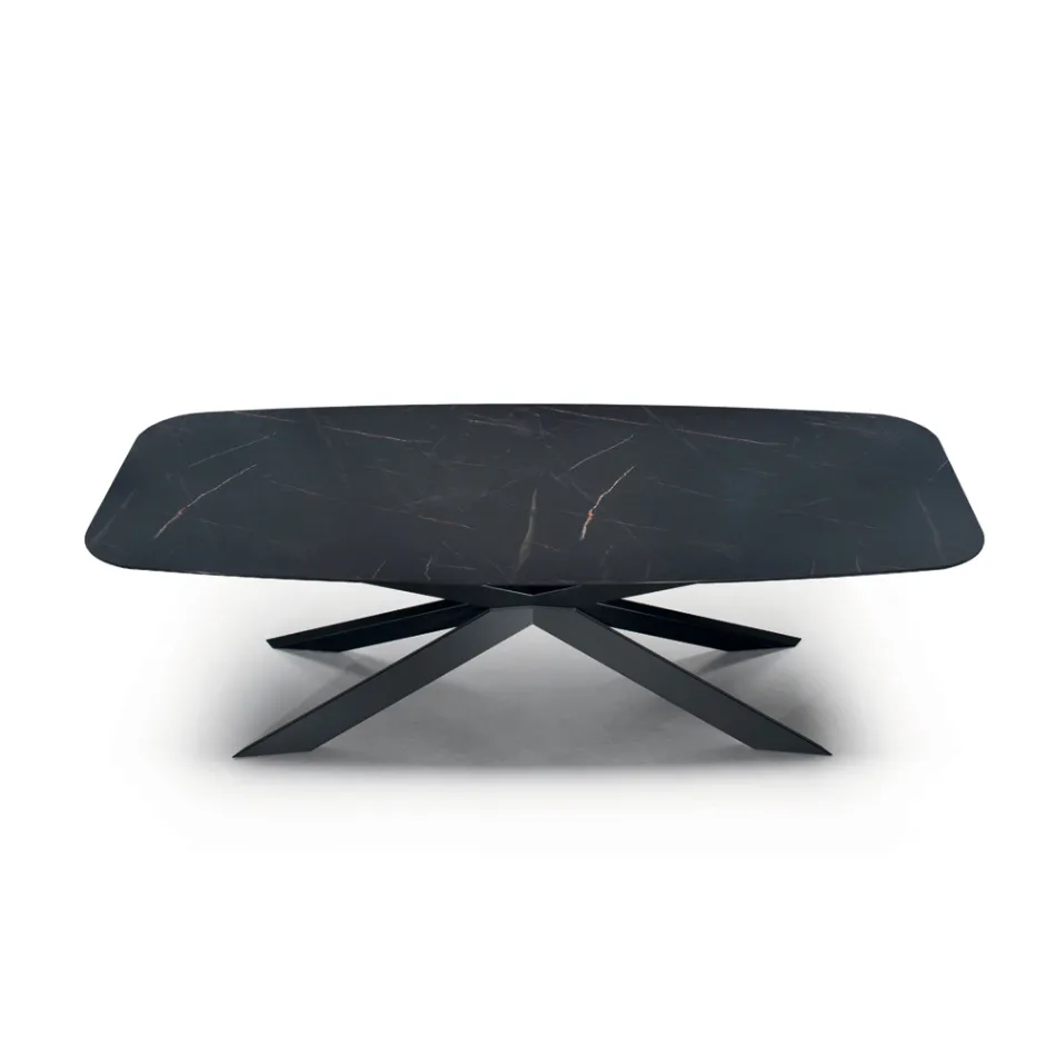 Tavolo da Pranzo a Botte in Laminato Effetto Marmo Made in Italy - Grotta Viadurini