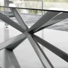 Tavolo da Pranzo a Botte in Vetro e Acciaio Realizzato in Italia - Grotta Viadurini