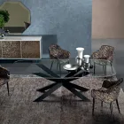 Tavolo da Pranzo a Botte in Vetro e Acciaio Realizzato in Italia - Grotta Viadurini