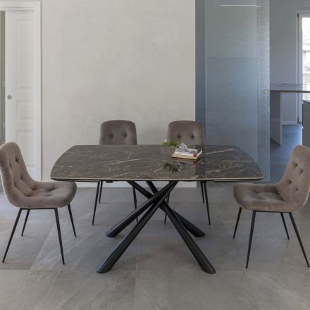 Tavolo da Pranzo Allungabile a 230 cm in Vetroceramica e Metallo - Kinari Viadurini