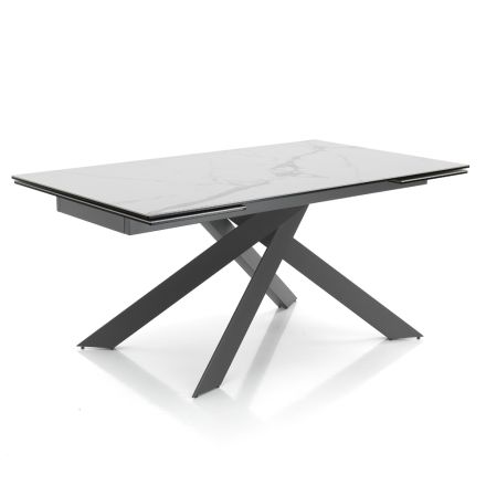 Tavolo da Pranzo Allungabile a 240 cm in Ceramica e Acciaio - Sollievo Viadurini
