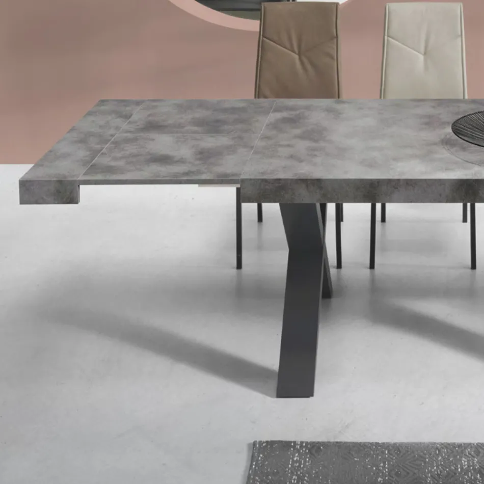 Tavolo da Pranzo Allungabile a 260 cm Effetto Cemento Moderno - Lenova Viadurini