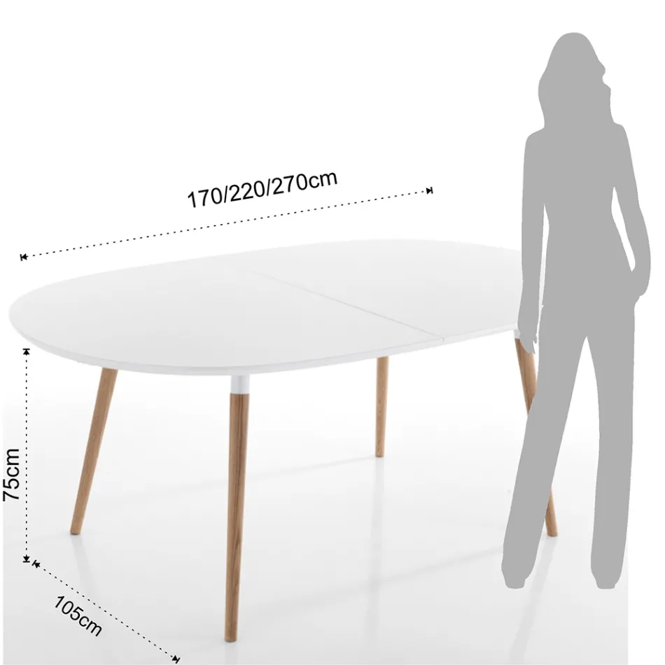 Tavolo da Pranzo Allungabile a 270 cm in Mdf e Legno Massello - Maurizio Viadurini