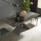 Tavolo da Pranzo Allungabile a 298 cm in Metallo e Piano in Ceramica - Anaconda Viadurini