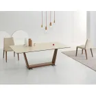 Tavolo da Pranzo Allungabile a 3 m in Ceramica e Gambe in Legno - Cesteo Viadurini
