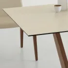 Tavolo da Pranzo Allungabile a 3 m in Ceramica e Gambe in Legno - Cesteo Viadurini
