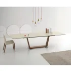 Tavolo da Pranzo Allungabile a 3 m in Ceramica e Gambe in Legno - Cesteo Viadurini