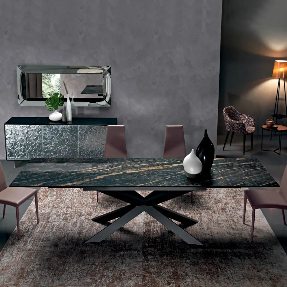 Tavolo da Pranzo Allungabile a 300 cm in Ipermarmo Made in Italy - Grotta Viadurini
