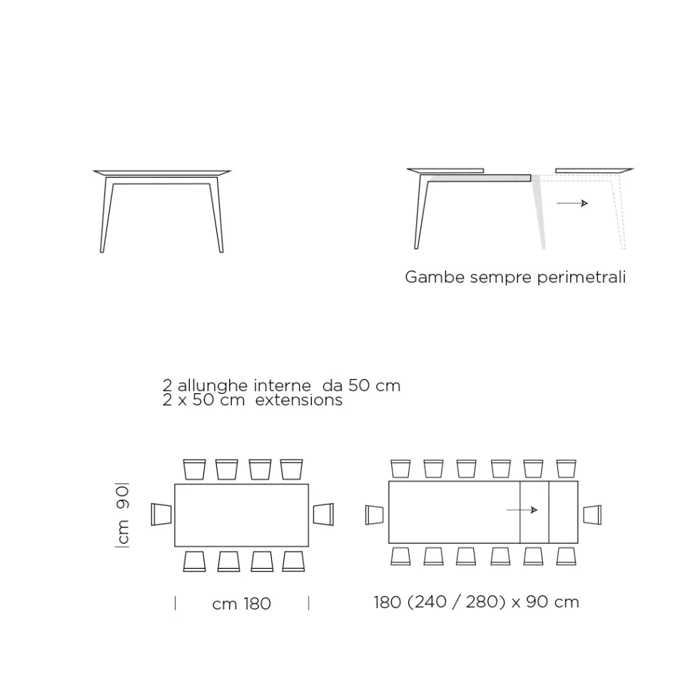 Tavolo da Pranzo Allungabile a 310 cm in Laminato Made in Italy - Settanta Viadurini
