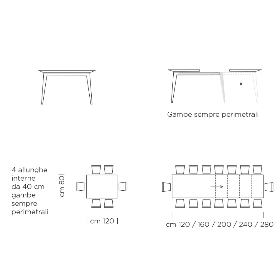 Tavolo da Pranzo Allungabile a 310 cm in Laminato Made in Italy - Settanta Viadurini