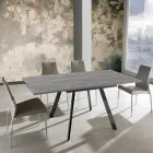 Tavolo da Pranzo Allungabile a Libro in MDF e Metallo - Arsenico Viadurini