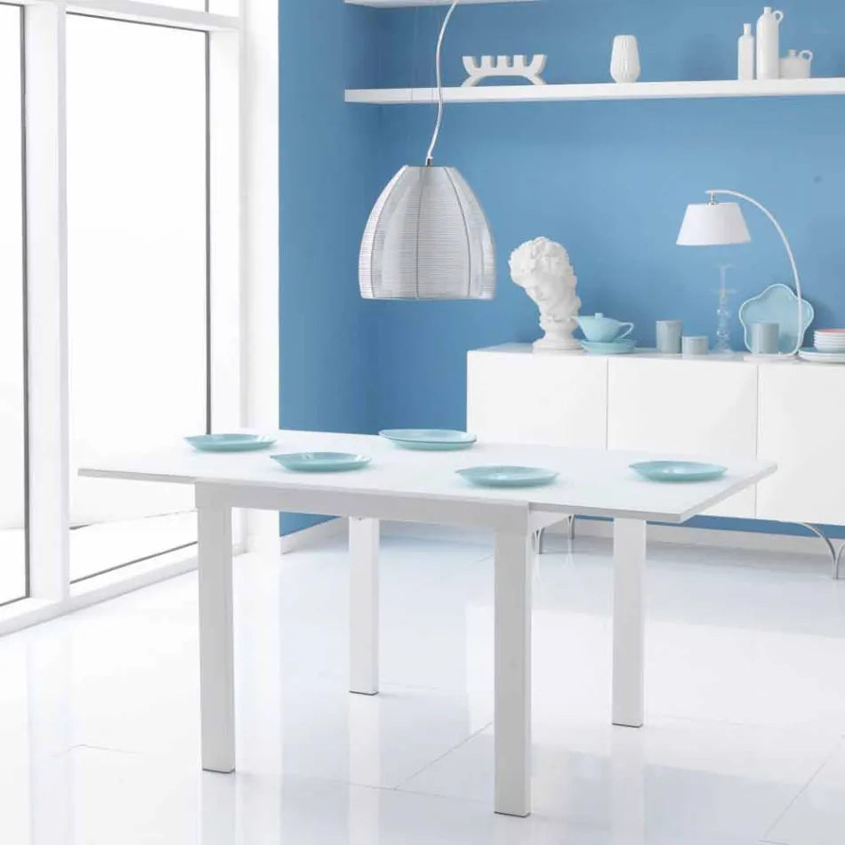 Tavolo da pranzo allungabile con piano in vetro Teo Viadurini