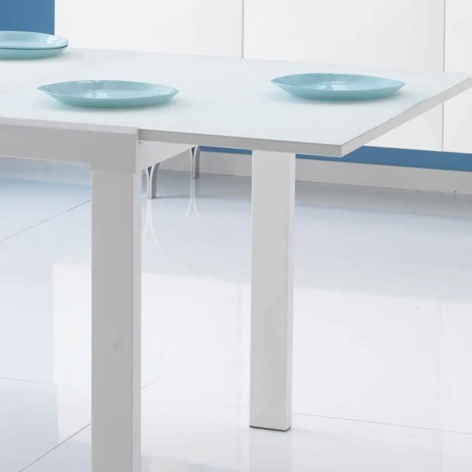 Tavolo da pranzo allungabile con piano in vetro Teo Viadurini