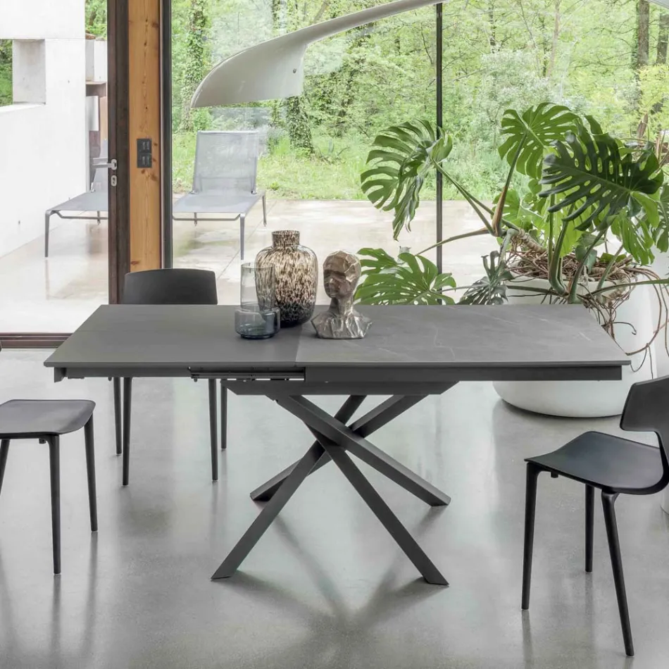 Tavolo da Pranzo Allungabile con Struttura in Metallo Made in Italy - Elastico Viadurini