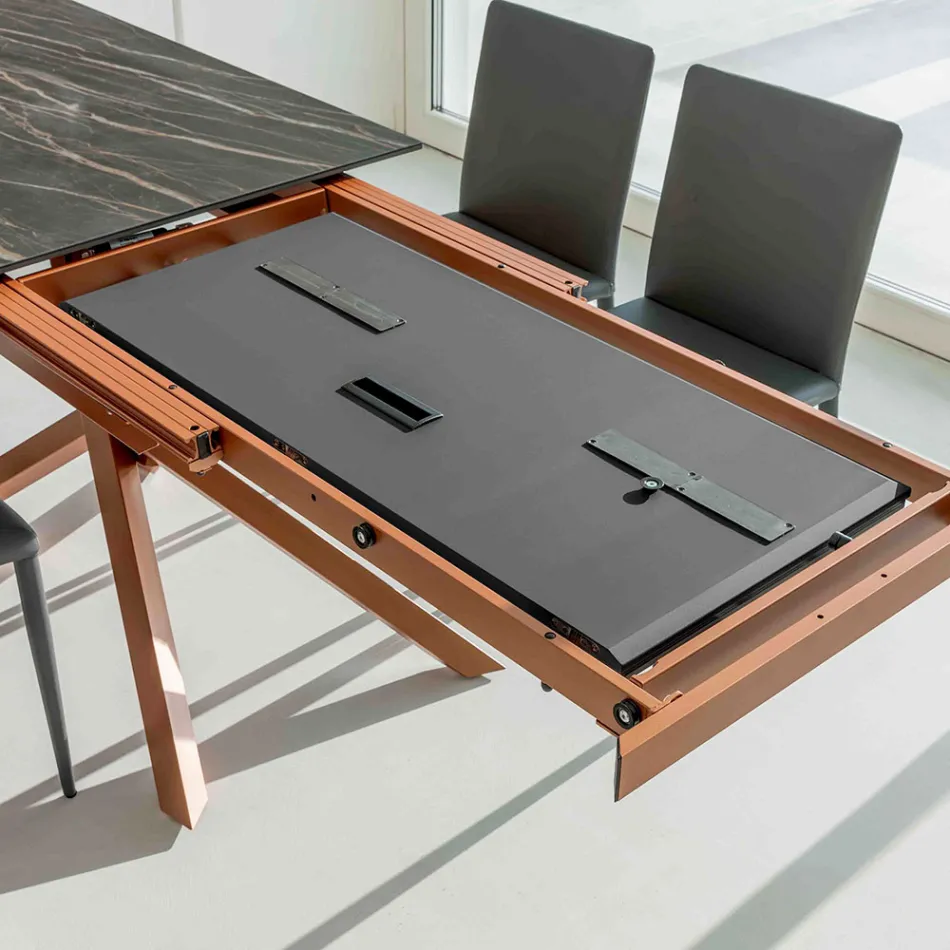 Tavolo da Pranzo Allungabile con Struttura in Metallo Made in Italy - Elastico Viadurini