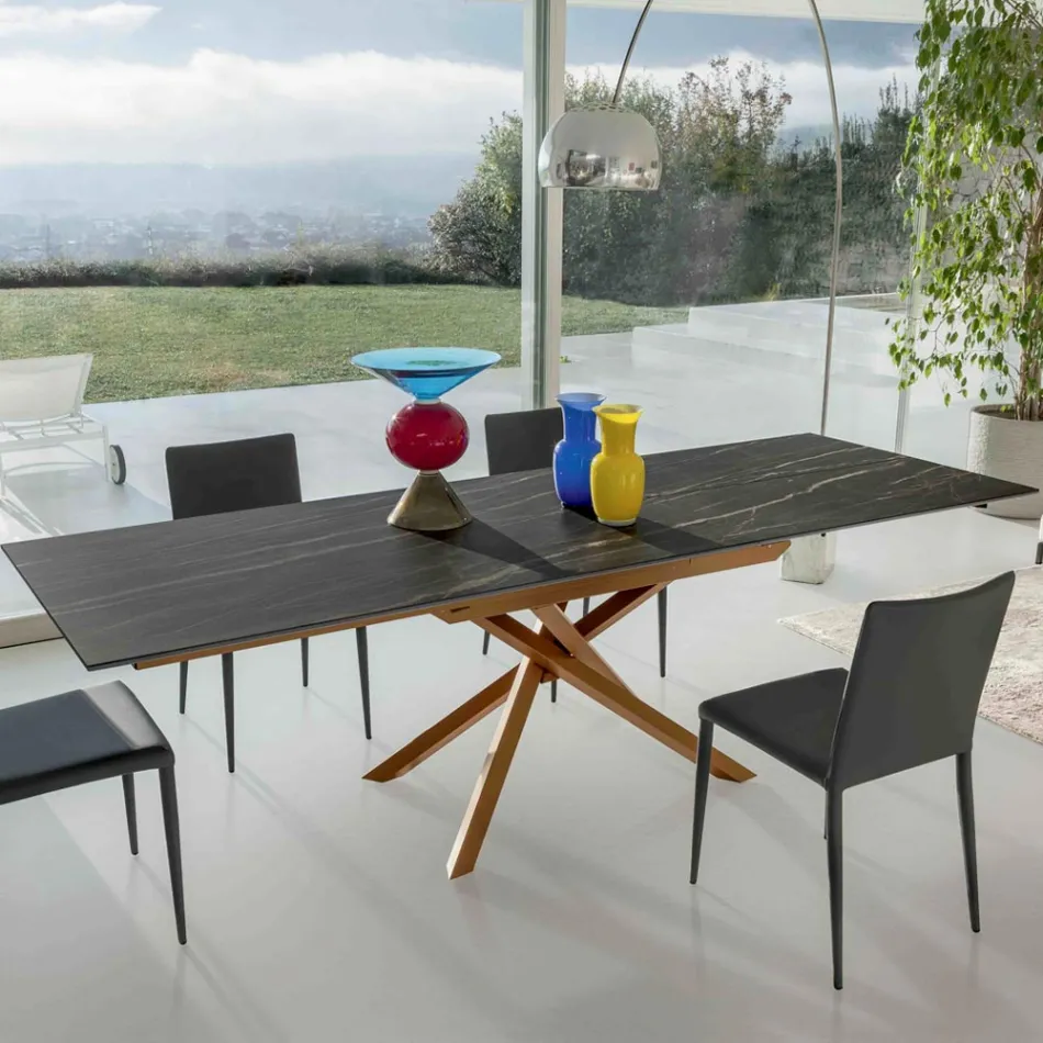 Tavolo da Pranzo Allungabile con Struttura in Metallo Made in Italy - Elastico Viadurini
