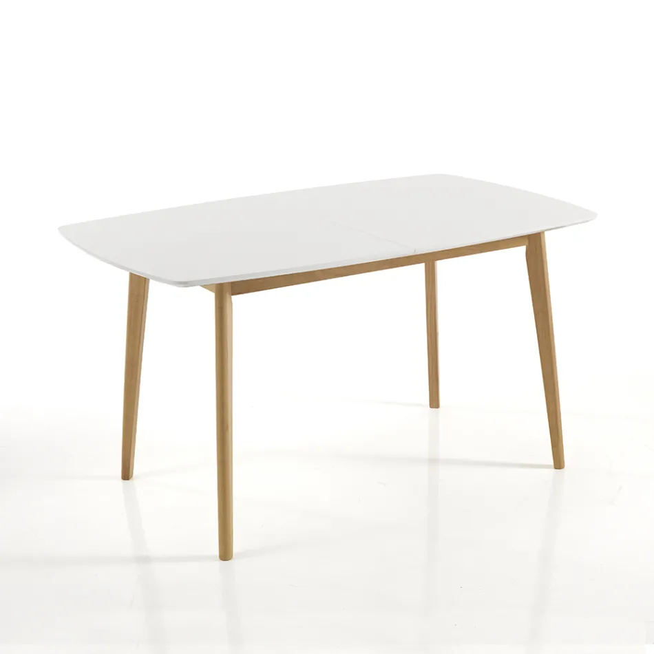 Tavolo da Pranzo Allungabile Fino a 150 cm in Mdf e Legno Massello - Decio Viadurini