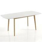 Tavolo da Pranzo Allungabile Fino a 150 cm in Mdf e Legno Massello - Decio Viadurini