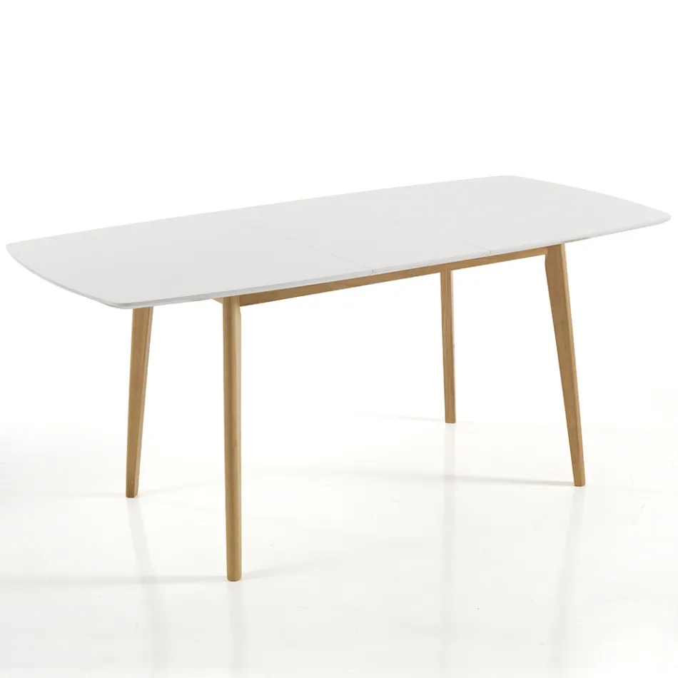 Tavolo da Pranzo Allungabile Fino a 150 cm in Mdf e Legno Massello - Decio Viadurini