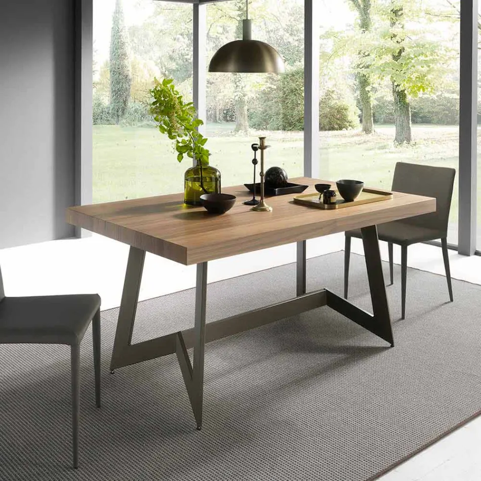 Tavolo da Pranzo Allungabile Fino a 160 cm in Legno Made in Italy - Eugenia Viadurini