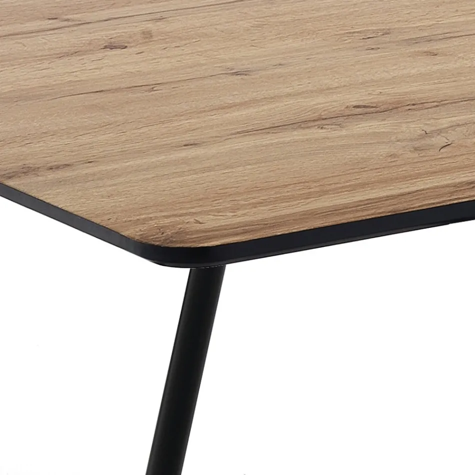 Tavolo da Pranzo Allungabile Fino a 160 cm in Mdf e Metallo Nero - Crumiro Viadurini