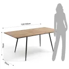 Tavolo da Pranzo Allungabile Fino a 160 cm in Mdf e Metallo Nero - Crumiro Viadurini