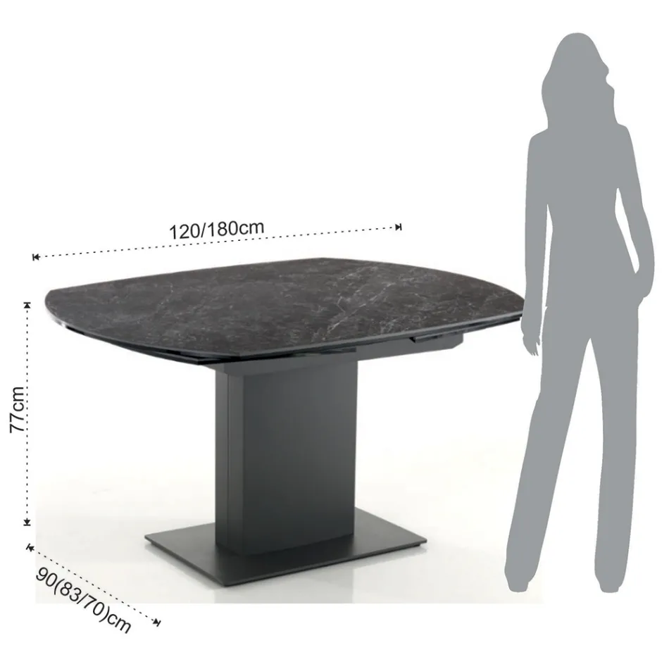 Tavolo da Pranzo Allungabile Fino a 180 cm in Ceramica e Acciaio - Catone Viadurini