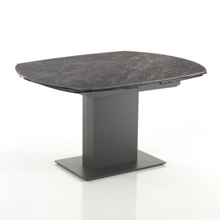Tavolo da Pranzo Allungabile Fino a 180 cm in Ceramica e Acciaio - Catone Viadurini
