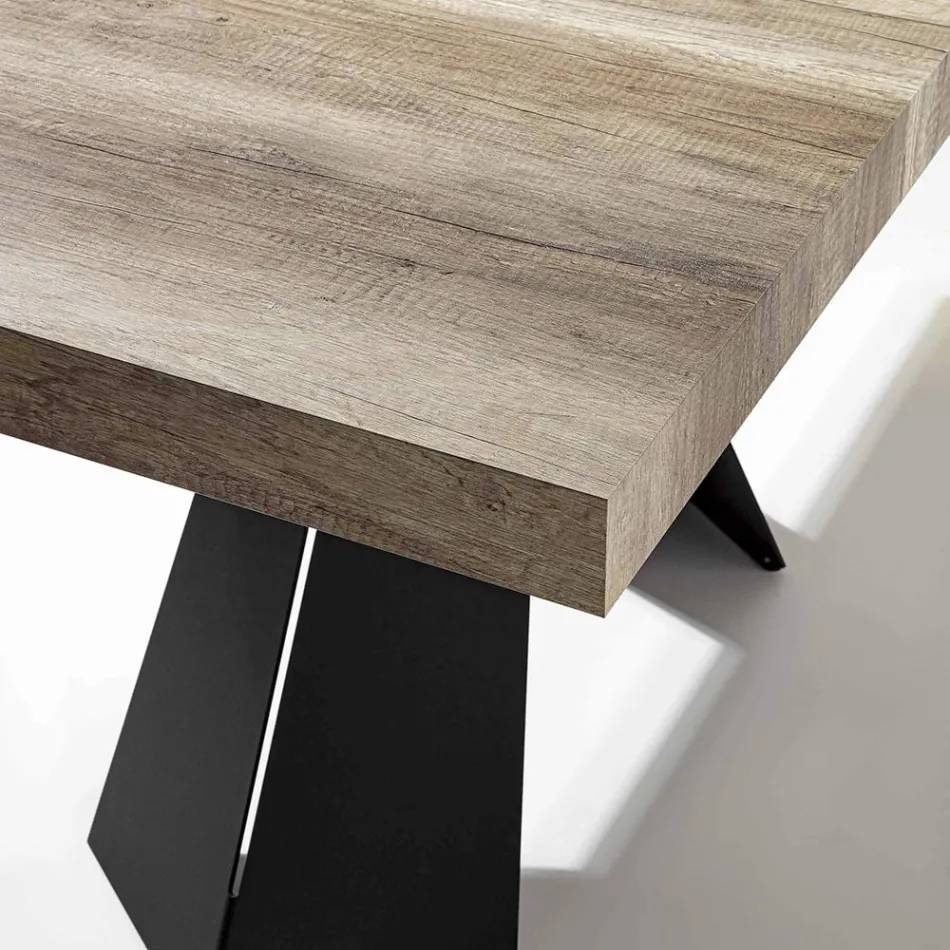 Tavolo da Pranzo Allungabile Fino a 220 cm con Piano in Legno Nobilitato - Amiro Viadurini