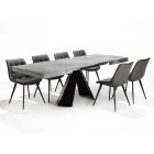 Tavolo da Pranzo Allungabile Fino a 220 cm con Piano in Legno Nobilitato - Amiro Viadurini