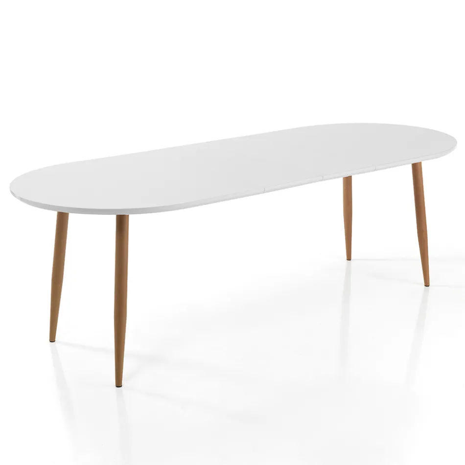 Tavolo da Pranzo Allungabile Fino a 220 cm in Mdf Bianco Opaco - Toledo Viadurini