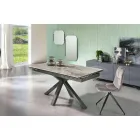 Tavolo da Pranzo Allungabile Fino a 240 cm in Metallo e Ceramica - Laryssa Viadurini