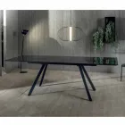 Tavolo da Pranzo Allungabile Fino a 240 cm in Vetro Temperato Nero Fumè - Fener Viadurini