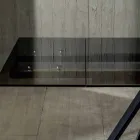 Tavolo da Pranzo Allungabile Fino a 240 cm in Vetro Temperato Nero Fumè - Fener Viadurini