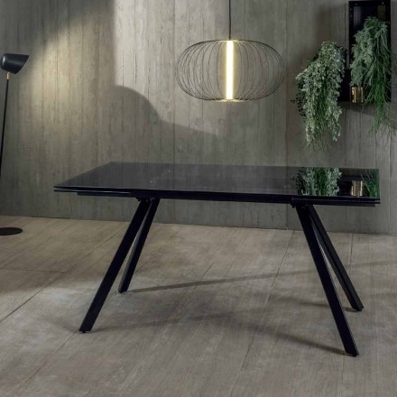 Tavolo da Pranzo Allungabile Fino a 240 cm in Vetro Temperato Nero Fumè - Fener Viadurini