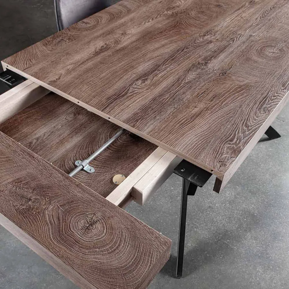 Tavolo da Pranzo Allungabile Fino a 260 cm in Legno Nobilitato e Metallo - Lukas Viadurini
