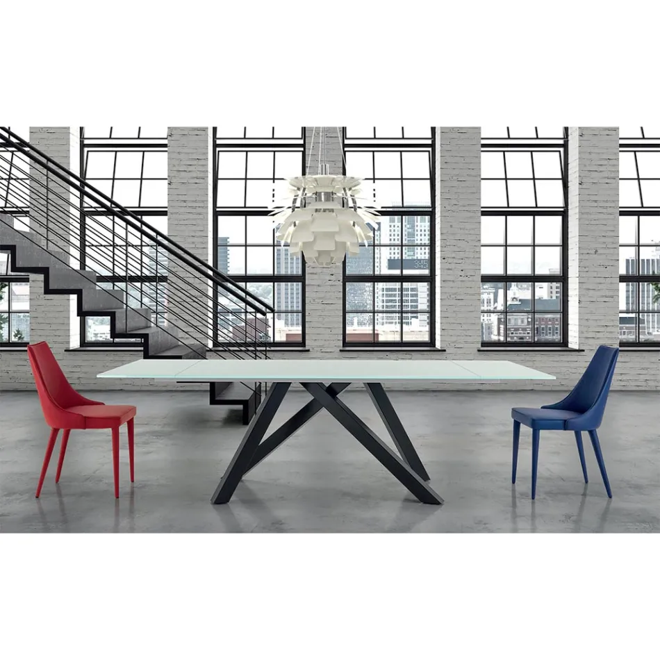 Tavolo da Pranzo Allungabile fino a 278 cm in Vetro Made in Italy – Settimmio Viadurini