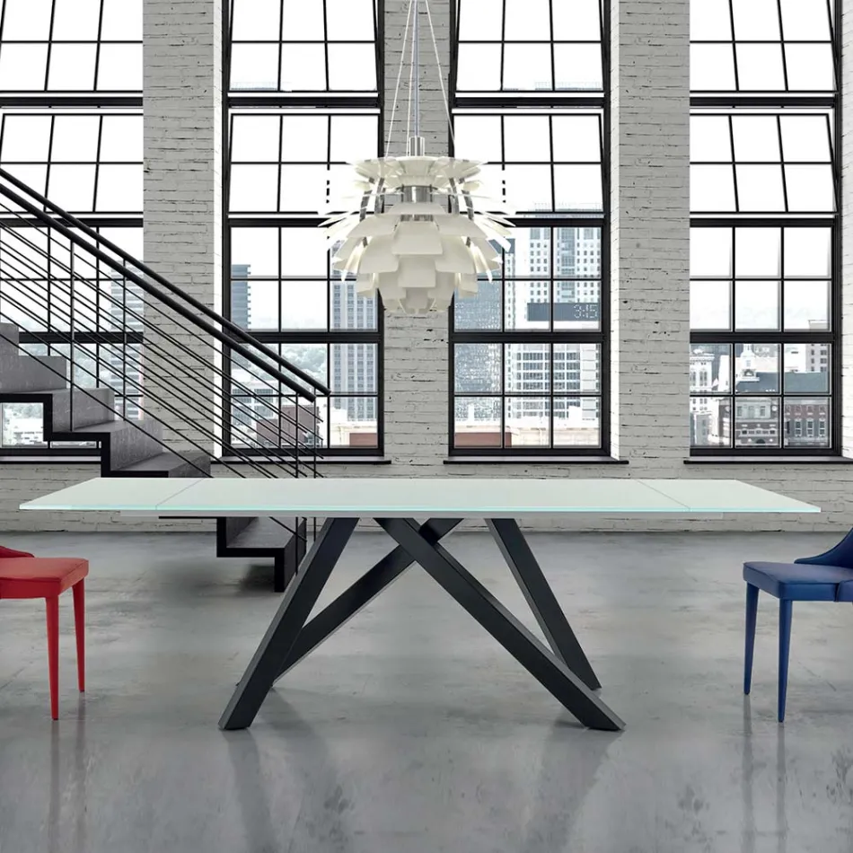 Tavolo da Pranzo Allungabile fino a 278 cm in Vetro Made in Italy – Settimmio Viadurini