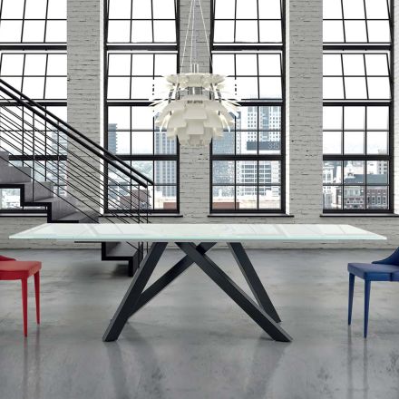 Tavolo da Pranzo Allungabile fino a 278 cm in Vetro Made in Italy – Settimmio Viadurini