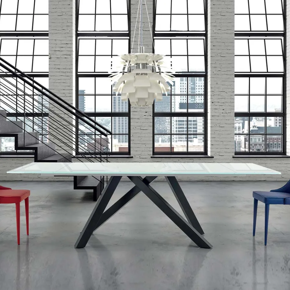 Tavolo da Pranzo Allungabile fino a 278 cm in Vetro Made in Italy – Settimmio Viadurini