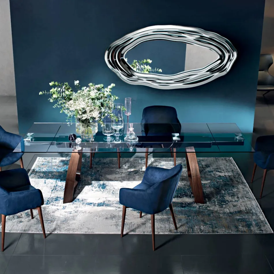 Tavolo da Pranzo Allungabile Fino a 280 cm in Vetro Made in Italy - Antimo Viadurini