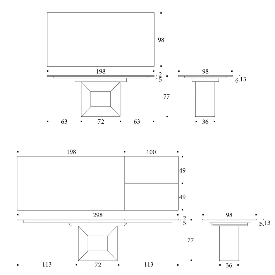 Tavolo da Pranzo Allungabile fino a 280 o 298 cm Ceramica Metallo - Revia Viadurini