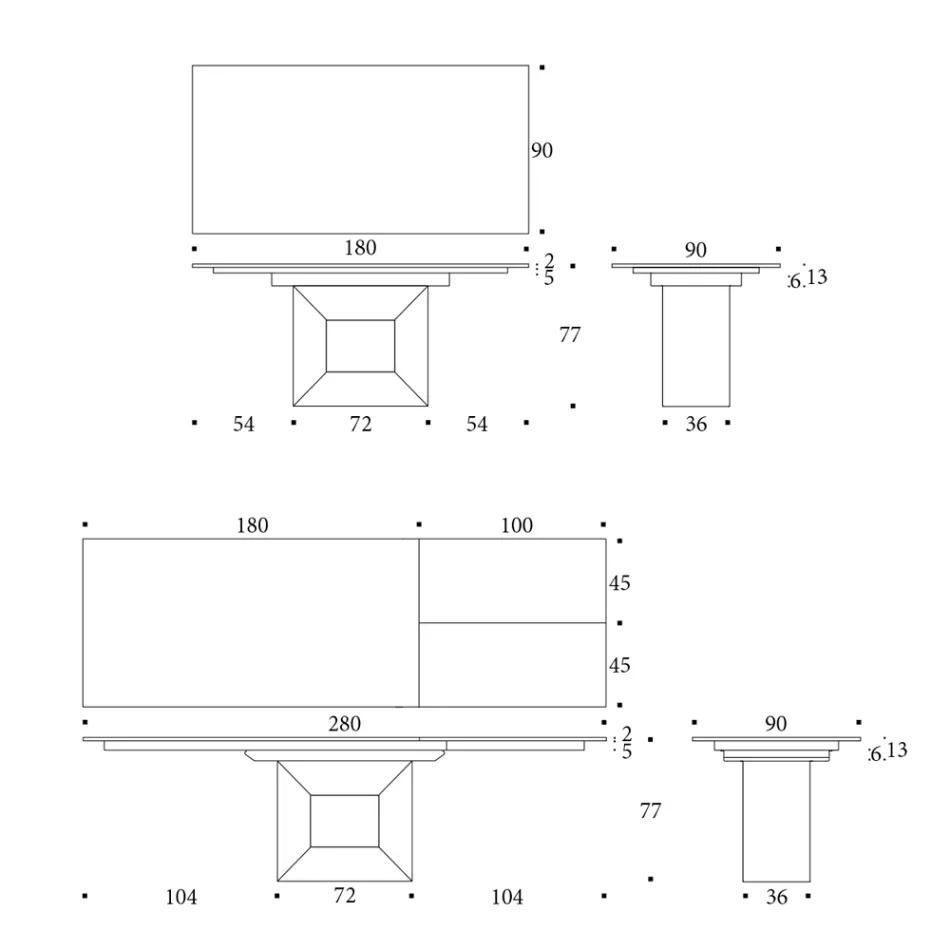 Tavolo da Pranzo Allungabile fino a 280 o 298 cm Ceramica Metallo - Revia Viadurini