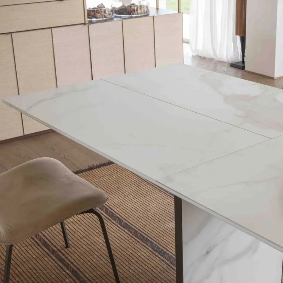 Tavolo da Pranzo Allungabile fino a 280 o 298 cm Piano Ceramica - Nomia Viadurini
