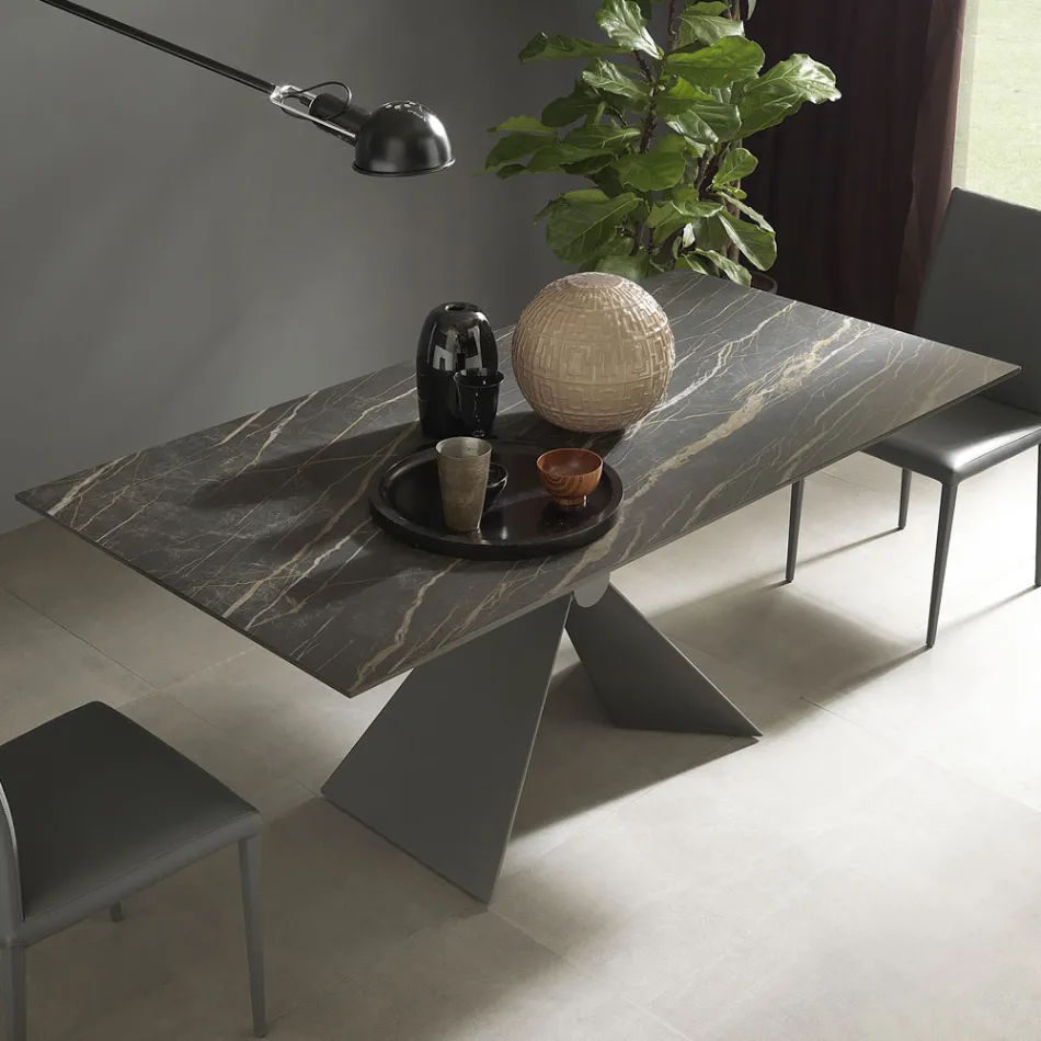 Tavolo da Pranzo Allungabile Fino a 298 cm in Ceramica Made in Italy - Anaconda Viadurini