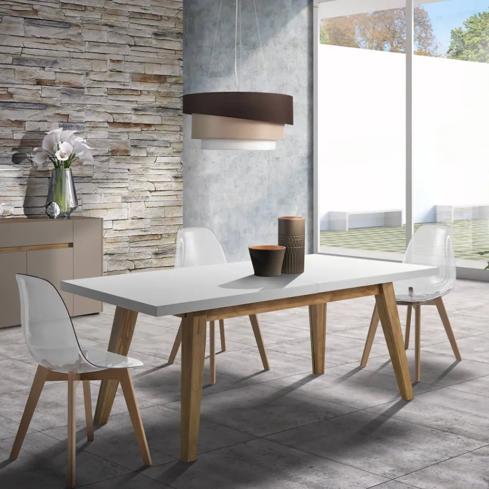 Tavolo da Pranzo Allungabile Fino a 315 cm in Mdf e Legno Massello - Paolo Viadurini